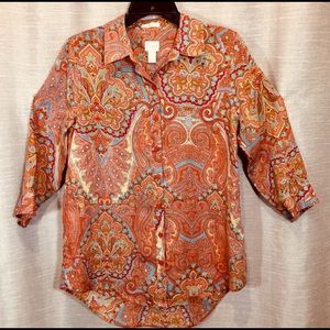 Chico’s button down linen blouse paisley sz0 (4/6)